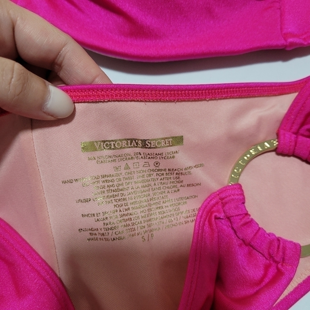 Vintage Victoria's Secret fuschia pink Bandeau hipster bikini set - Picture 9 of 11